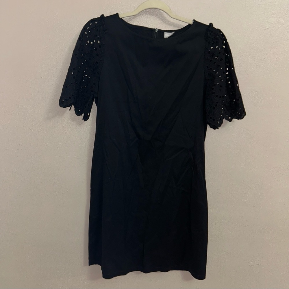Chico's Black Eyelet Sleeve Shift